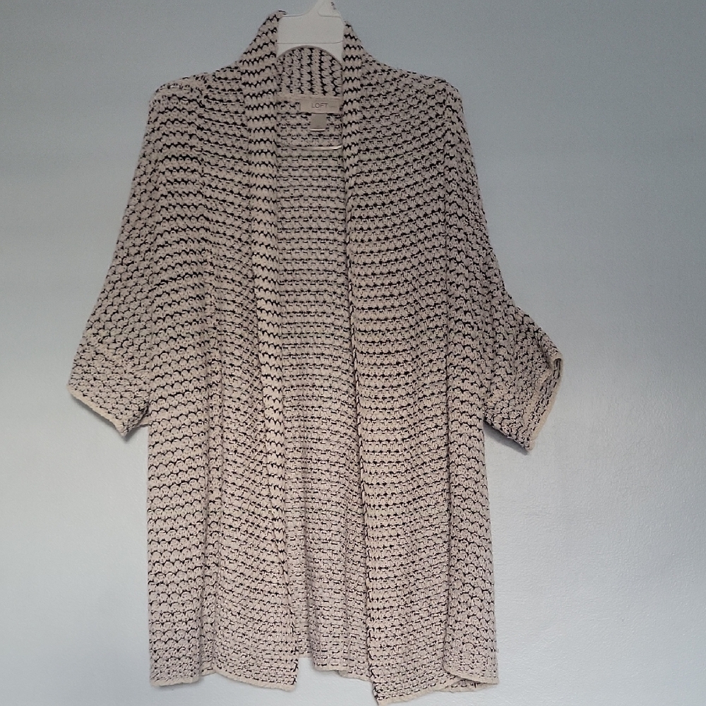 LOFT Black and Cream Lace Knitwear